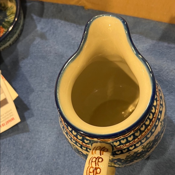 Polish Pottery Floral Patterned Ceramic Pitcher - Picture 6 of 7